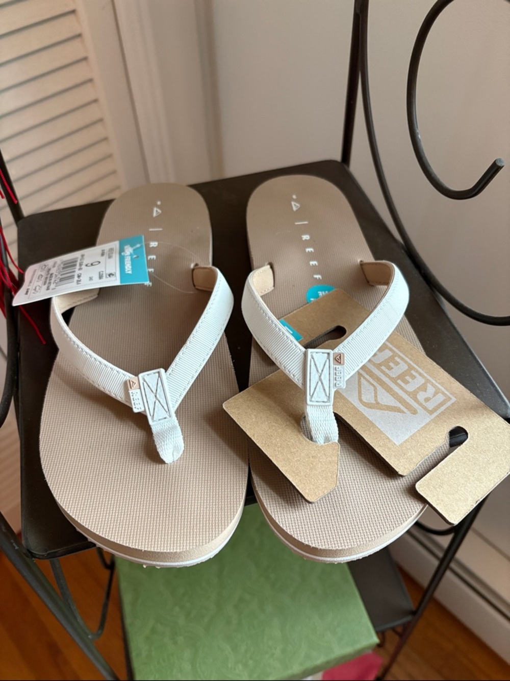 Reef Flip Flops in White and Tan. New never worn